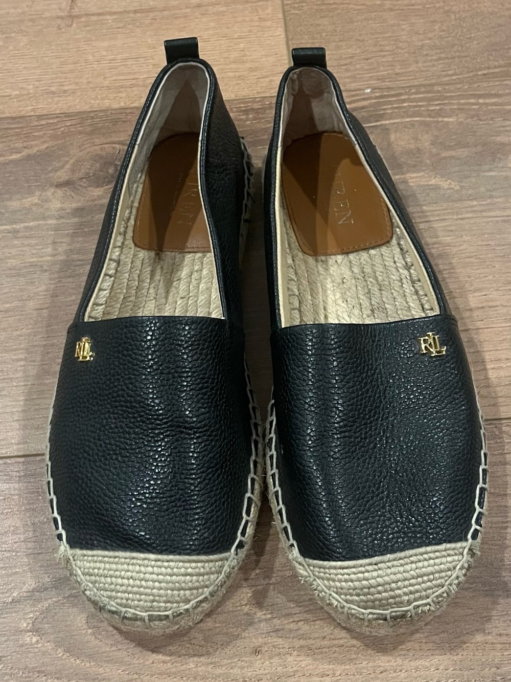 Lauren Ralph Lauren Shoes Black Leather Espadrille Old Money Minimalist Coastal